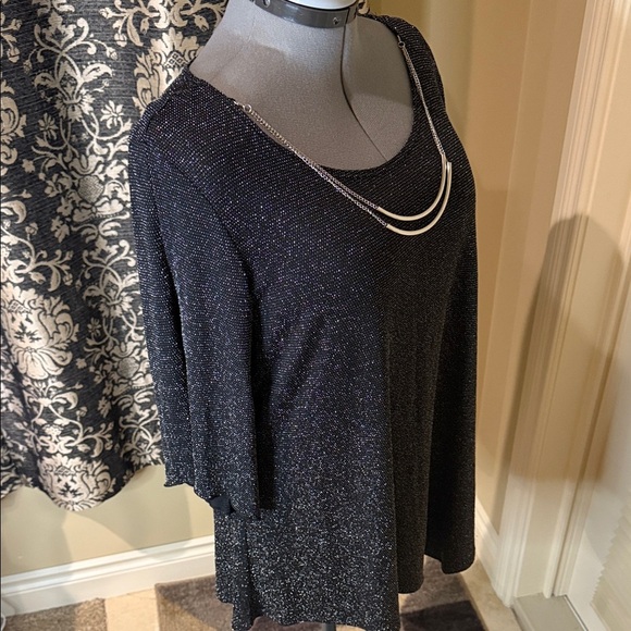 Clientele Blouse Black Shimmer Women's Top Size 1X - Picture 3 of 12